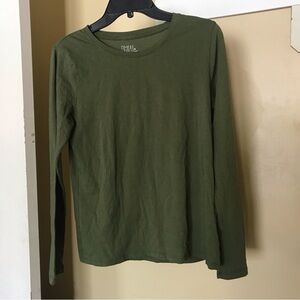Time and Tru SzS Layer Tee Long Sleeves Olive Green Lt Weight Stretchy